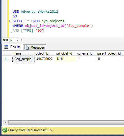 existance of sequence object.1.2