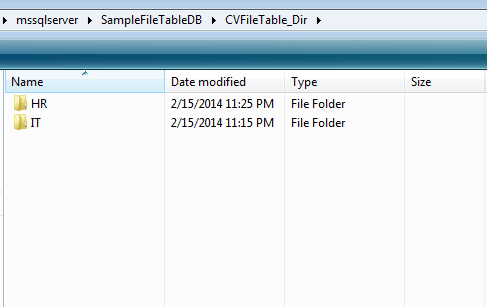 creating sub directory in filetable