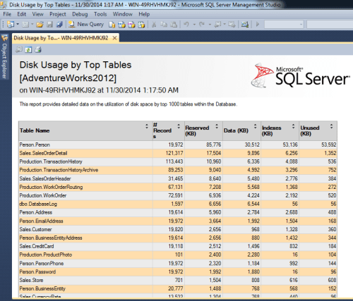 Find largest table 03