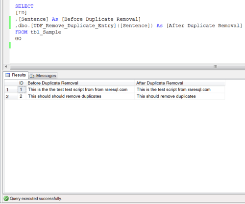 How to remove the duplicate words in the sentence.1.1