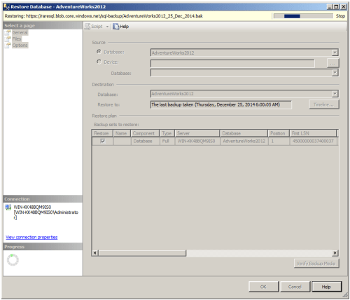 How to take backup to URL (Windows Azure Storage) - SSMS.1.3