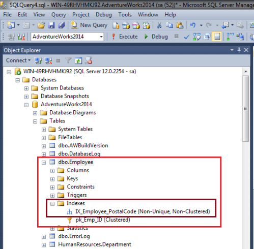 How to create a nonclustered index within the create table.1.1