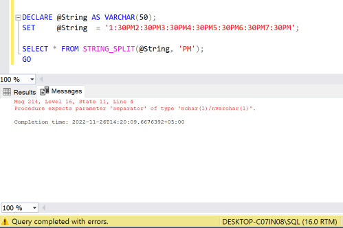 SQL Server 2022 – Fix – Error – Procedure expects parameter ‘separator ...