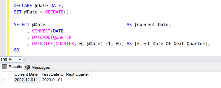 SQL Server 2022 – TSQL – How to get previous, current and last quarter ...